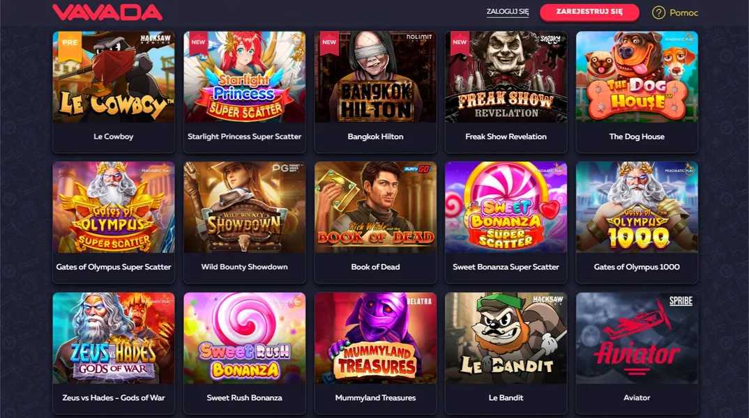 Jakie gry oferuje Vavada
